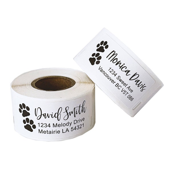 Paw Print Return Address Labels | Dog Paw Print, Wedding Address Labels, Custom Address Labels, Personalized Name Labels, Address Stickers