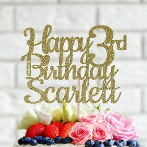 ANY NAME Happy 3rd Birthday Cake Topper, 3rd Birthday, Birthday Cake Topper, Custom Birthday Cake Topper, Birthday Party Decor