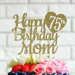 N'importe quel nom joyeux 75e anniversaire de gâteau, 75e anniversaire, de gâteau d'anniversaire, de gâteau d'anniversaire personnalisé, décoration de fête d'anniversaire, 75