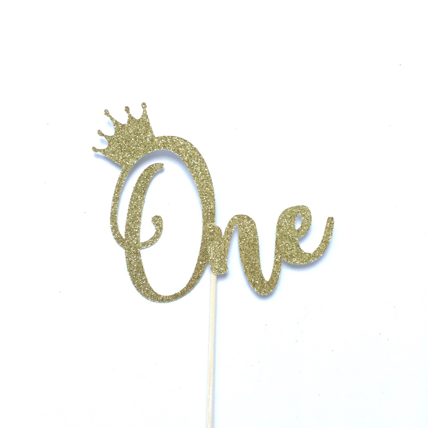 Gold Glitter Crown One Cake Topper First Birthday Cake | Etsy