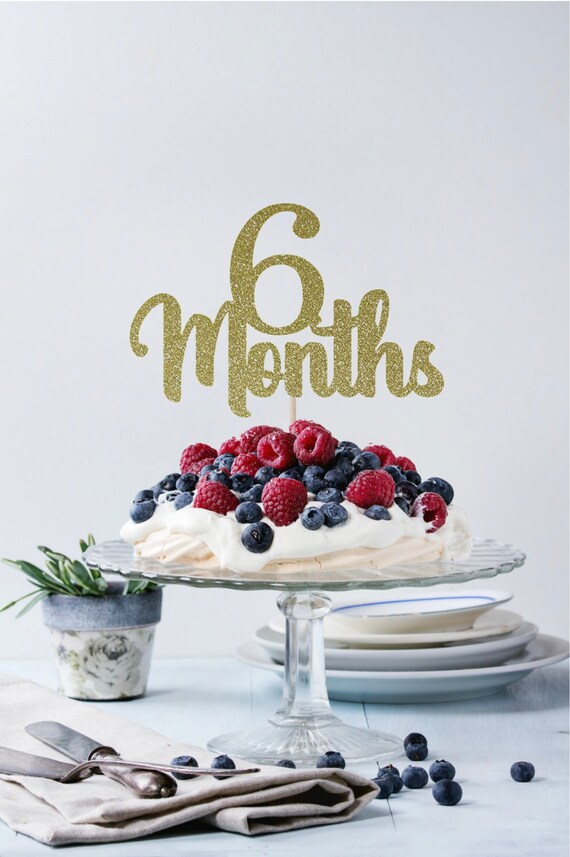 Download Gold Glitter 6 Months Birthday Cake Topper Half Birthday Cake Etsy