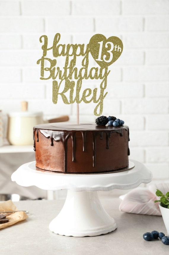 Any Name Happy 13th Birthday Cake Topper 13th Birthday Etsy