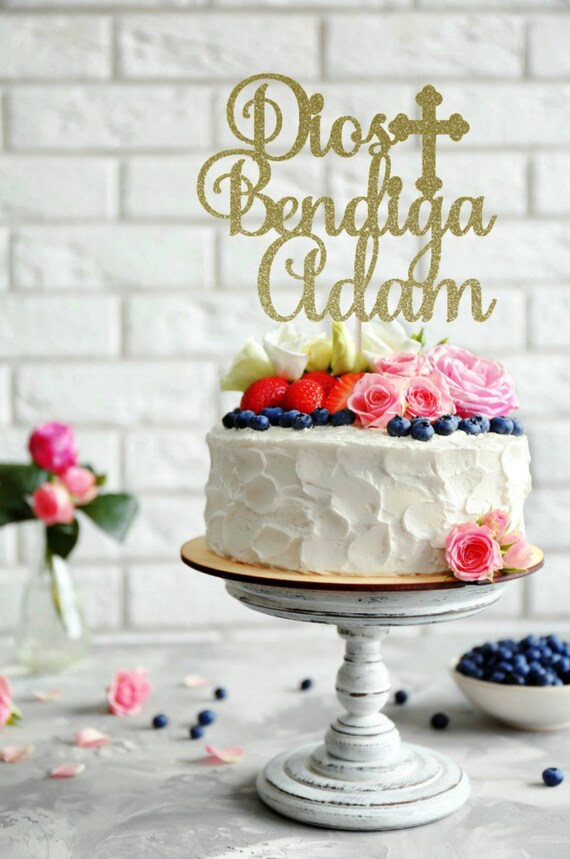 God Bless Cake Topper Atelier Elegance Any Name Baptism First Communion Cake Topper