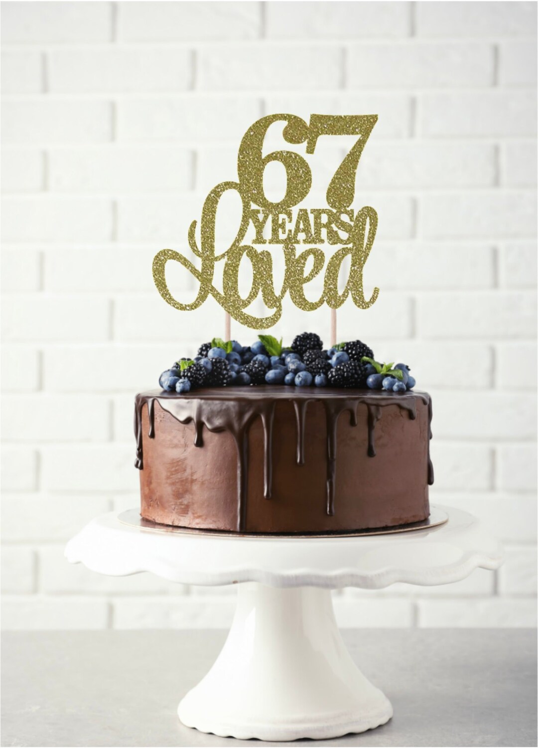 CAKE GIRLS GARAGE CLASSIC '67年1st 67 Years Loved Cake Topper, 67th Birthday Cake Topper, Happy