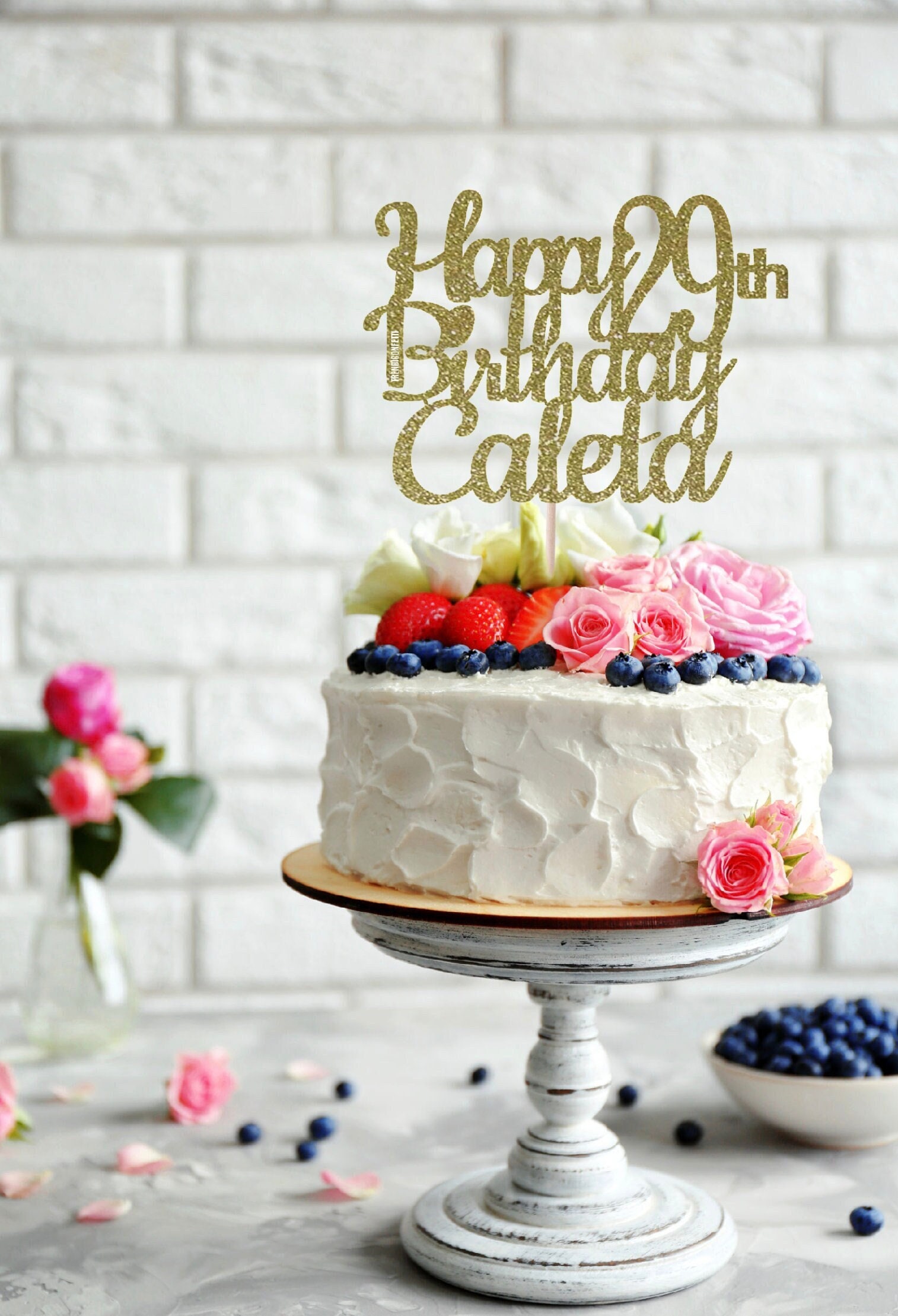 Any Name Happy 29th Birthday Cake Topper Birthday Cake Etsy Canada