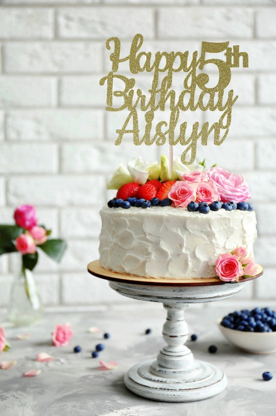 ANY NAME Happy 5th Birthday Cake Topper Birthday Cake ...