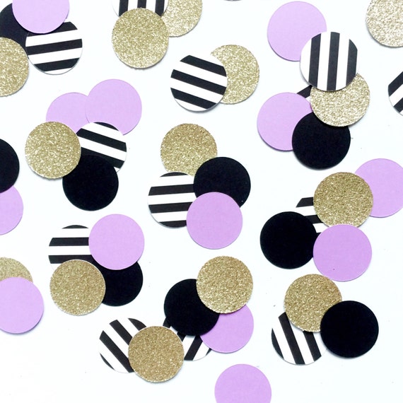 150 Purple Black Black White Stripe Gold Glitter Party Etsy
