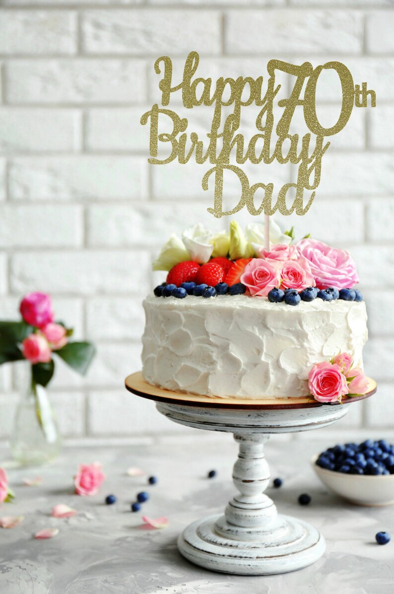 Any Name Happy 70th Birthday Cake Topper 70th Birthday Cake Etsy