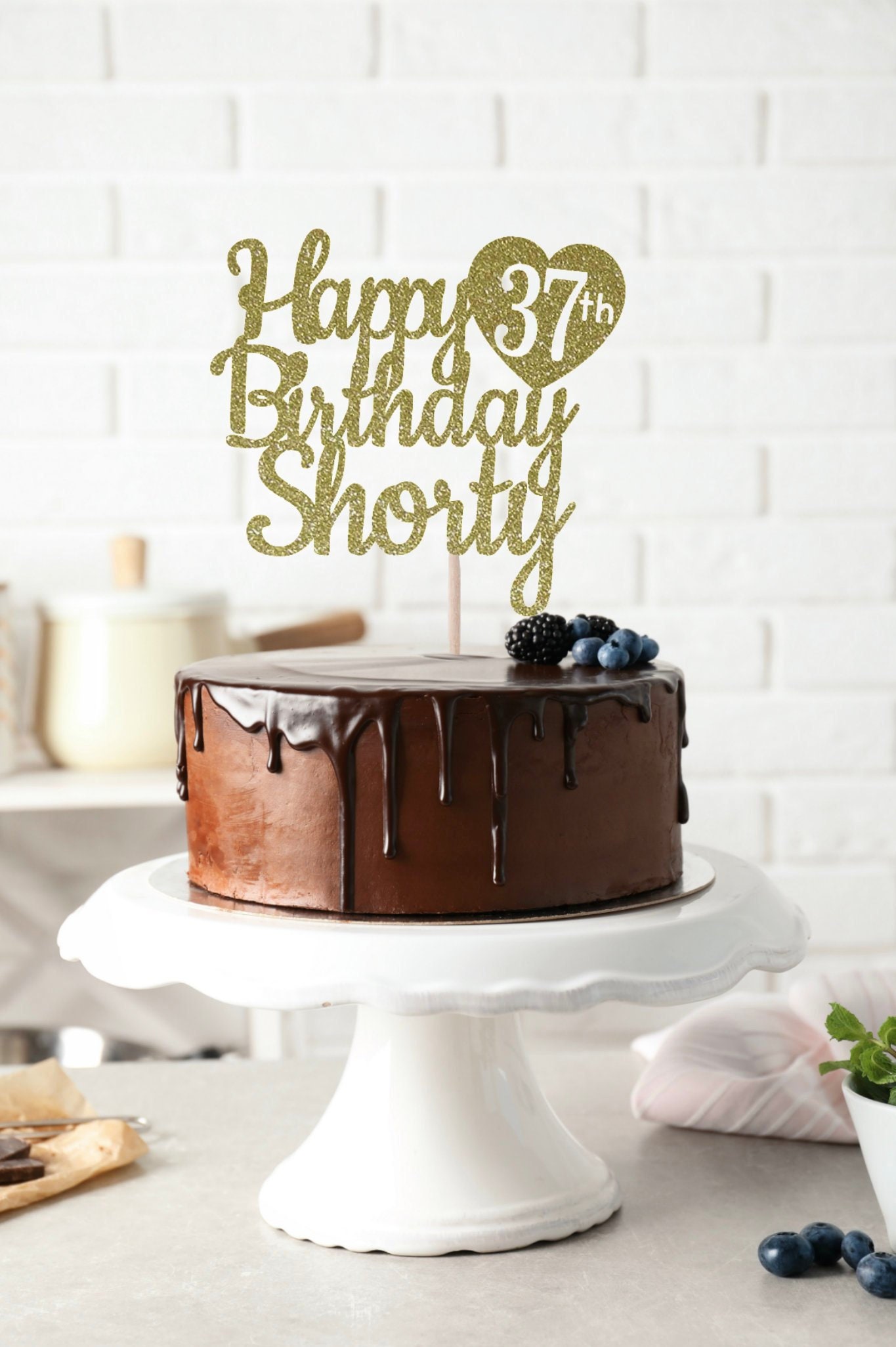 ANY NAME Happy 37th Birthday Cake Topper 37th Birthday Etsy