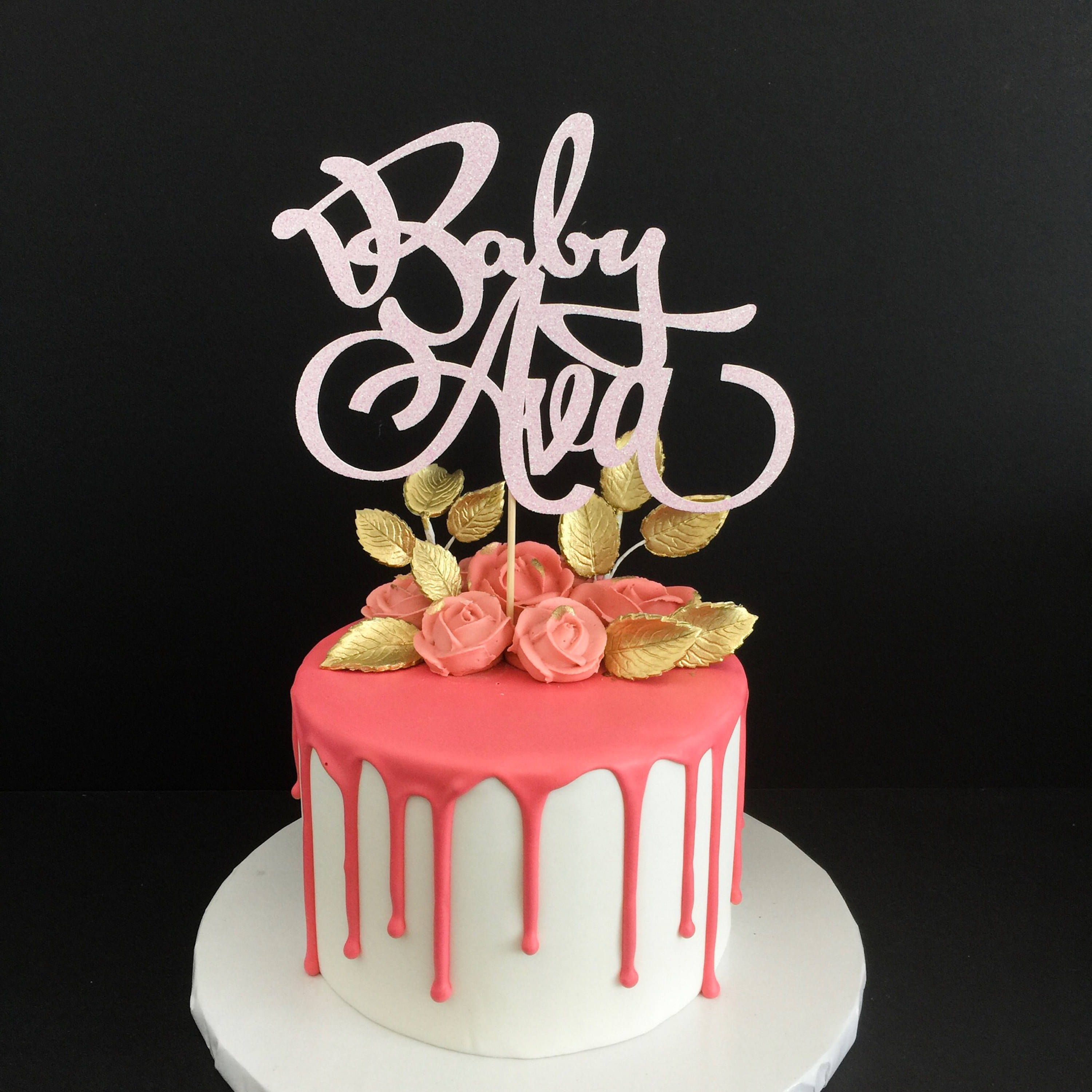 Baby Shower Cake Topper Baby Name Cake Topper Custom Name Etsy