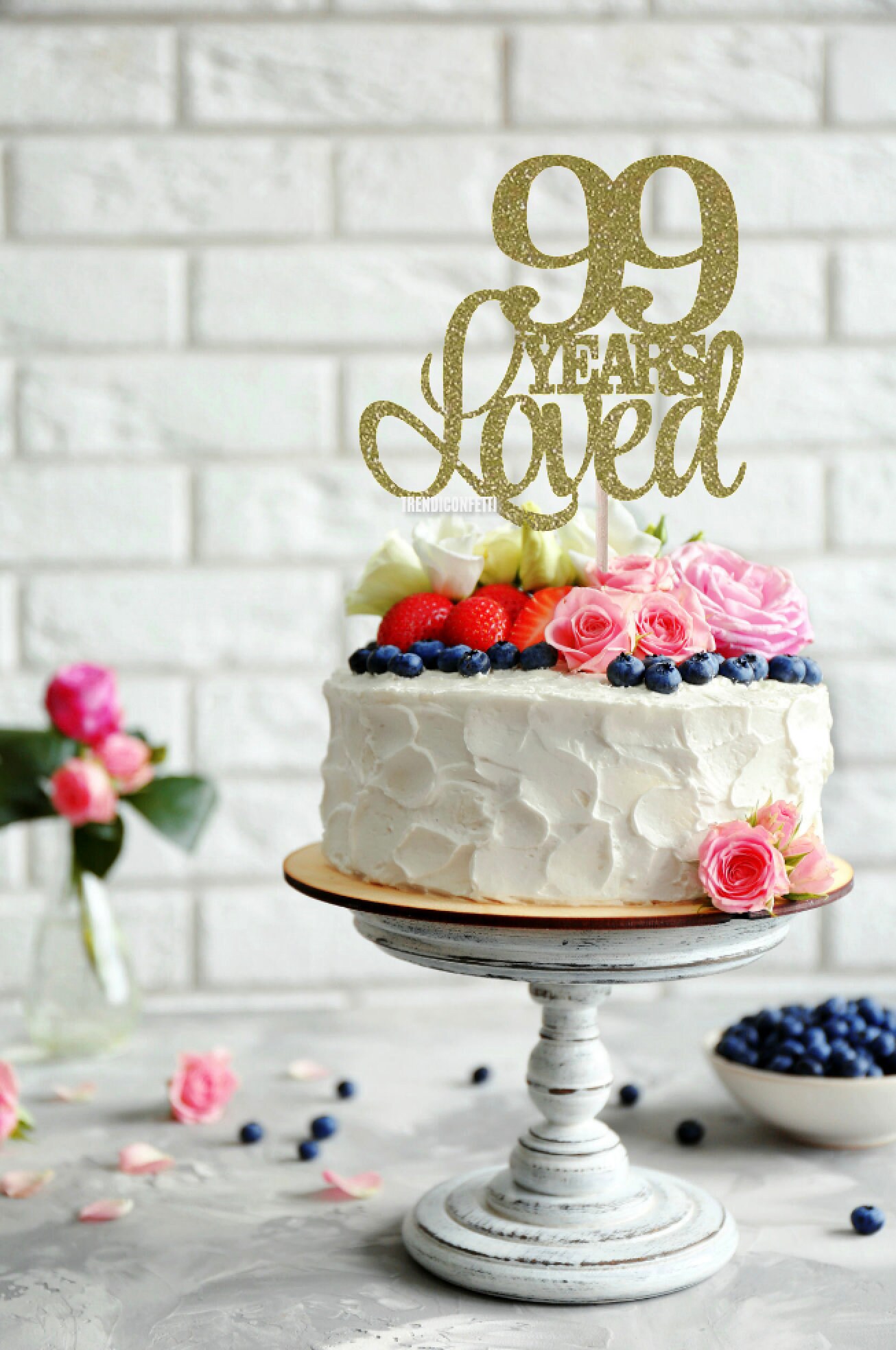 99 Years Loved Cake Topper 99th Birthday Cake Topper Happy - Etsy Canada