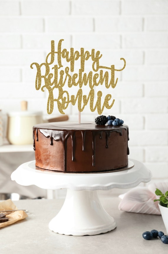 Any Name Happy Retirement Cake Topper Farewell Party Cake Etsy