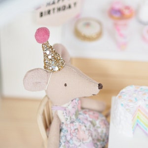 Maileg Party Hat - Maileg Mouse Outfit - Maileg Bunny - Pom Pom Glitter Hat