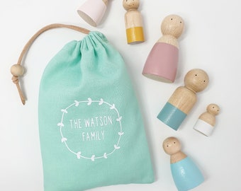 Peg Doll Family Personalised Peg Dolls - Customised Peg People - New Baby Gift - Mothers Day Gift - Gender Reveal Prop
