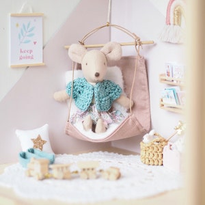 Miniature Dollhouse Hanging Swing Chair - Modern Miniature Chair - Dollhouse Hammock