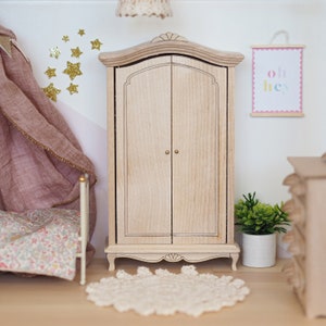 Miniature Wardrobe - Dollhouse Armoire - French Wardrobe - Dollhouse Furniture - Maileg Wardrobe