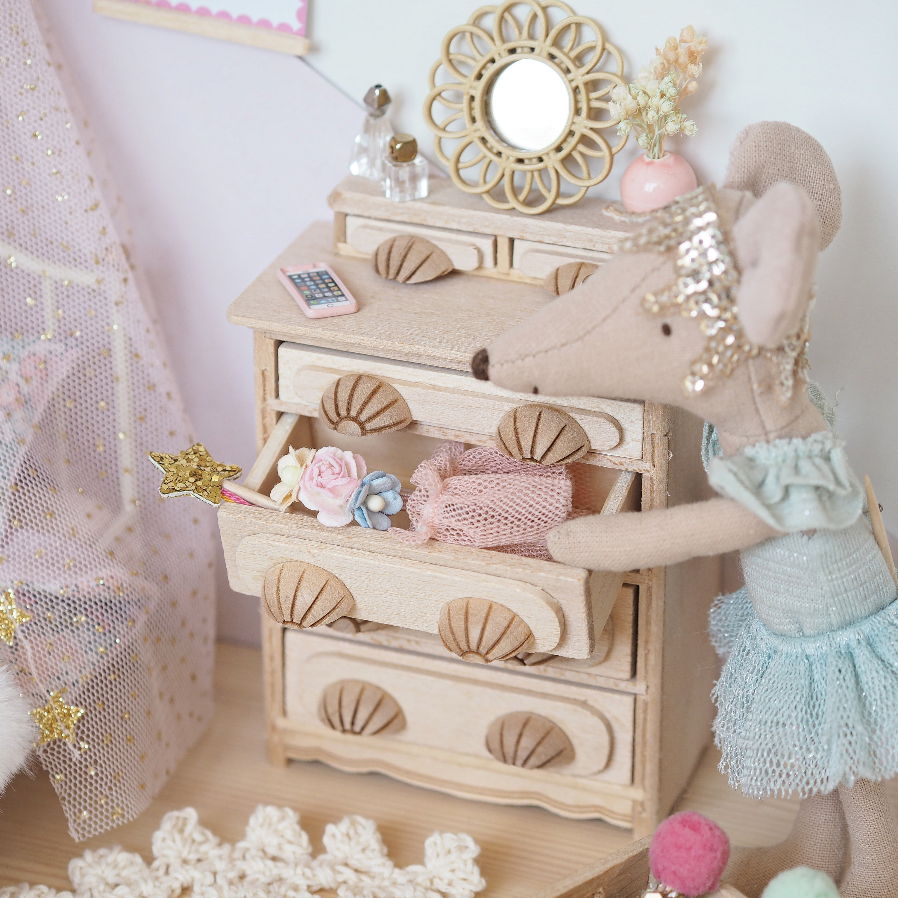 Wooden Dollhouse Chest of Drawers Bare Wood Miniature Etsy