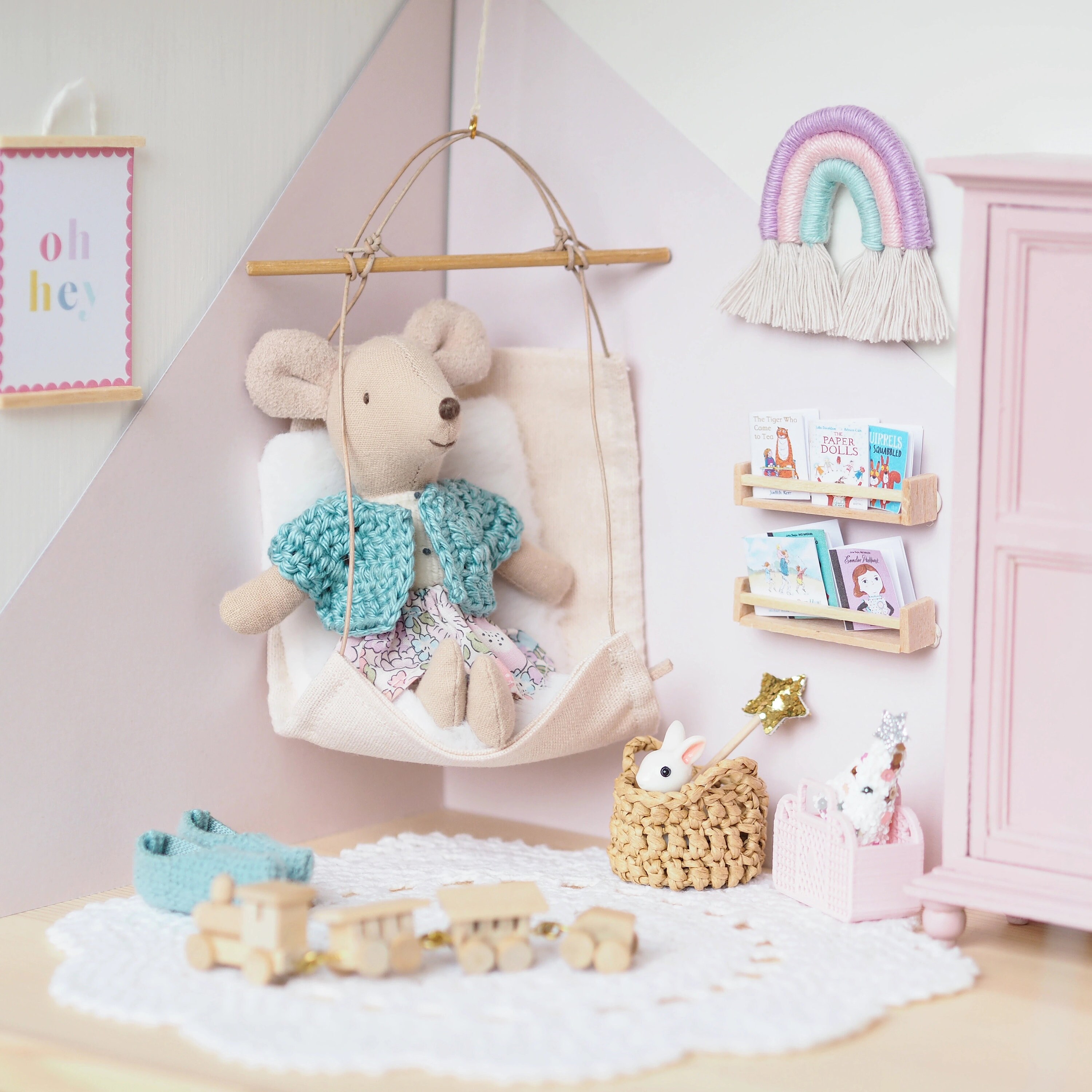 Modern Miniature Dollhouse Macrame Rainbow Wall Hanging Etsy