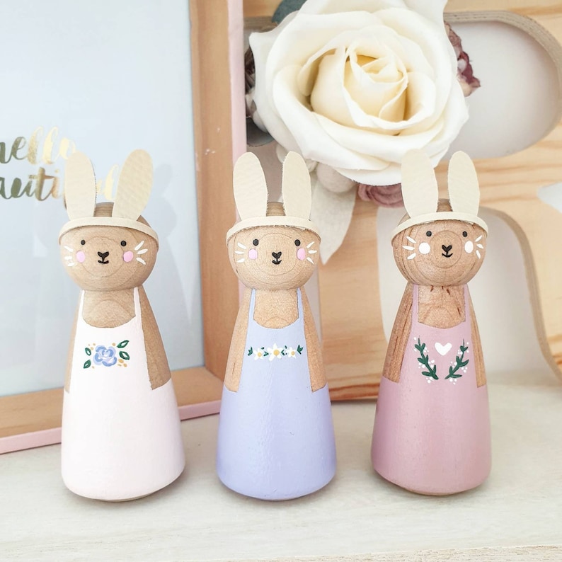 Peg Doll Bunny Girl Konijn pop Pasen Decor Nieuwe Baby Gift afbeelding 7