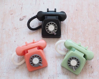 Miniature Telephone - Maileg Phone - Dollhouse Phone - Vintage Style Dial Phone - Pink Telephone