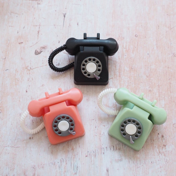 Miniature Telephone - Maileg Phone - Dollhouse Phone - Vintage Style Dial Phone - Pink Telephone