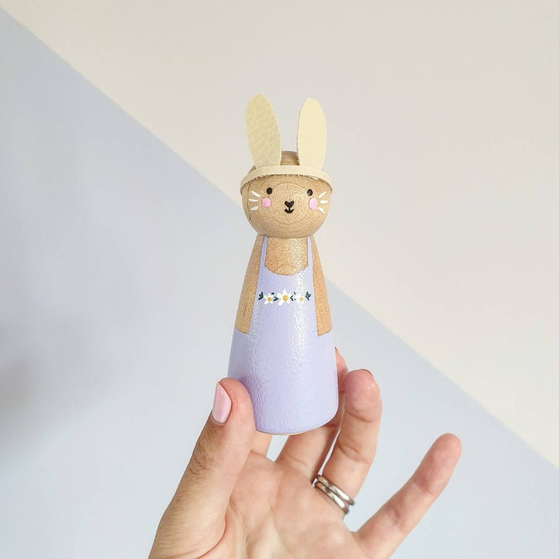 Peg Doll Bunny Girl Konijn pop Pasen Decor Nieuwe Baby Gift afbeelding 6