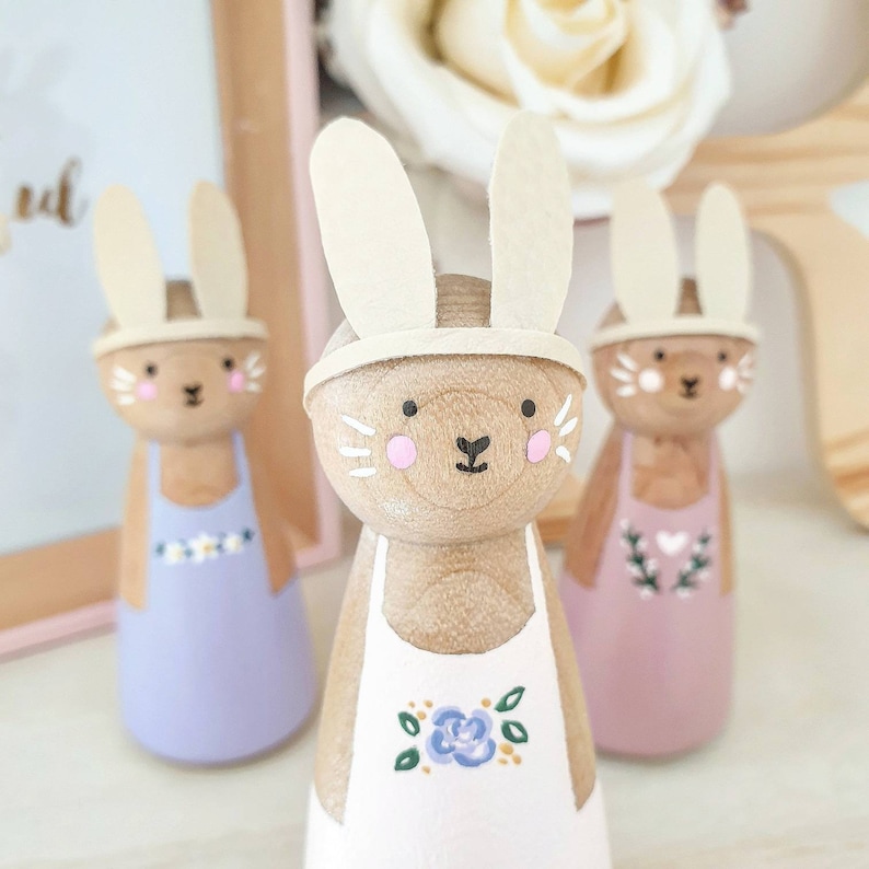 Peg Doll Bunny Girl Konijn pop Pasen Decor Nieuwe Baby Gift afbeelding 1