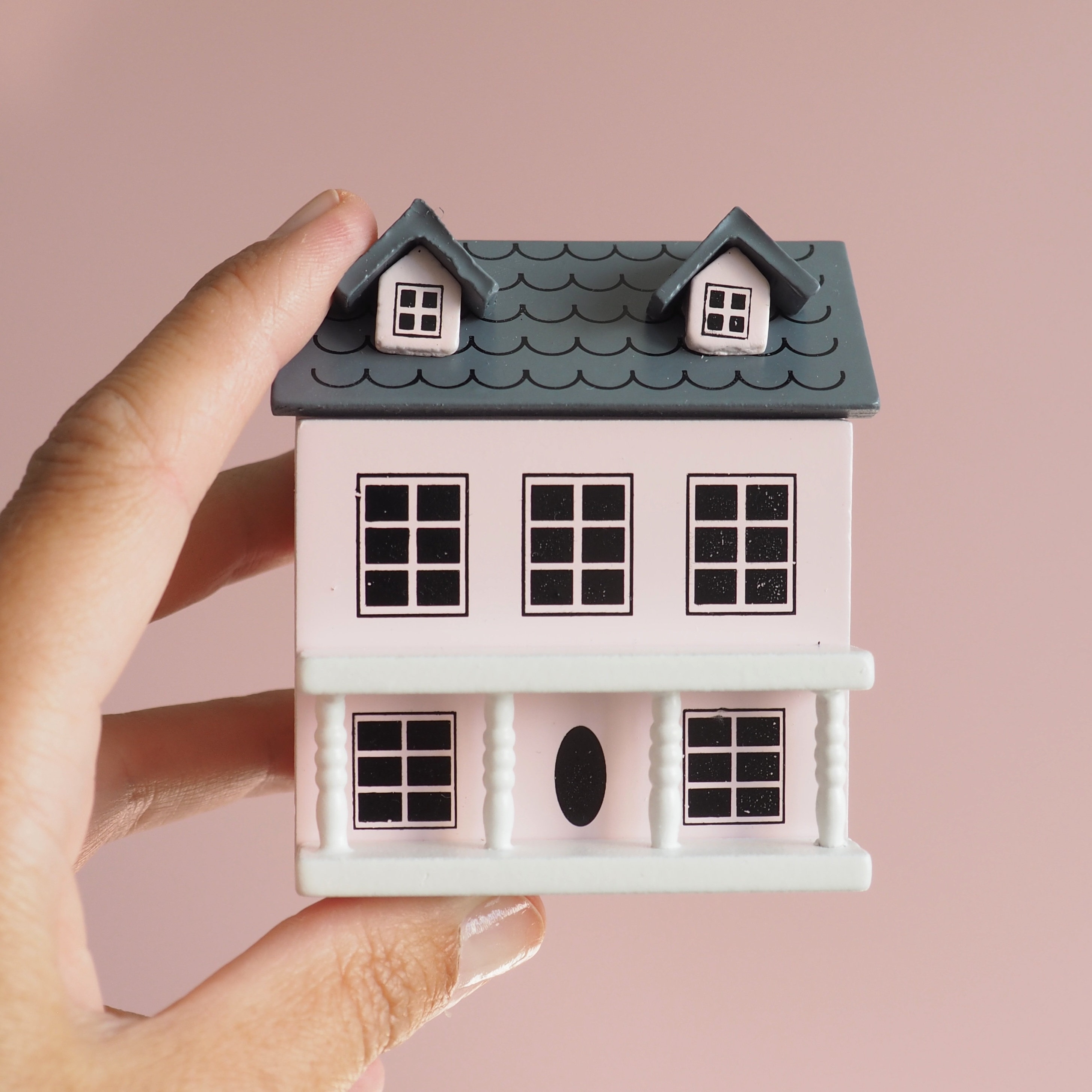 Miniature Pink Dollhouse - Dollhouse Nursery Playroom - Wooden Toys