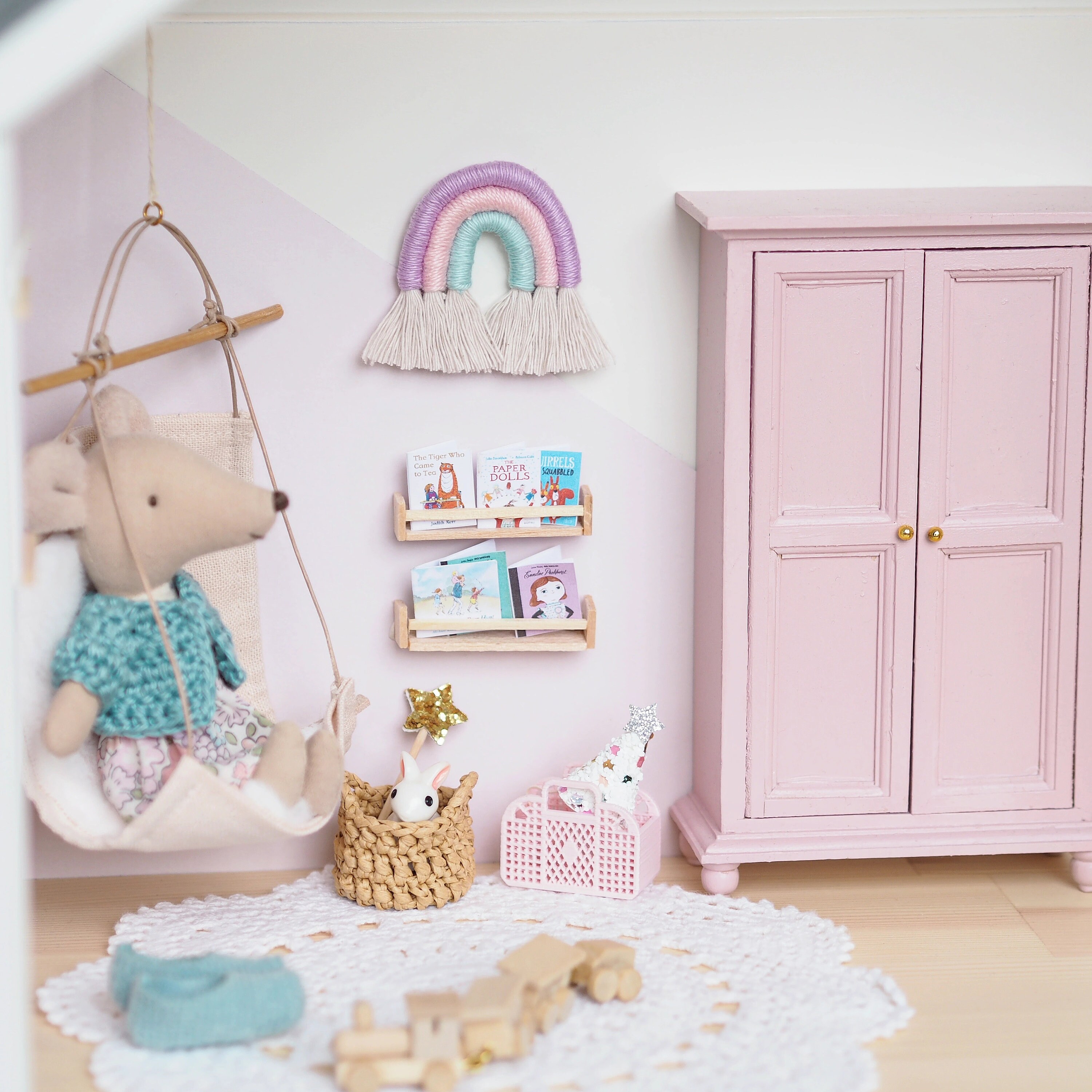 Modern Miniature Dollhouse Macrame Rainbow Wall Hanging Etsy