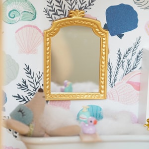 Large Gold Dollhouse Mirror - Miniature Mirror - Dollhouse Bathroom Mirror
