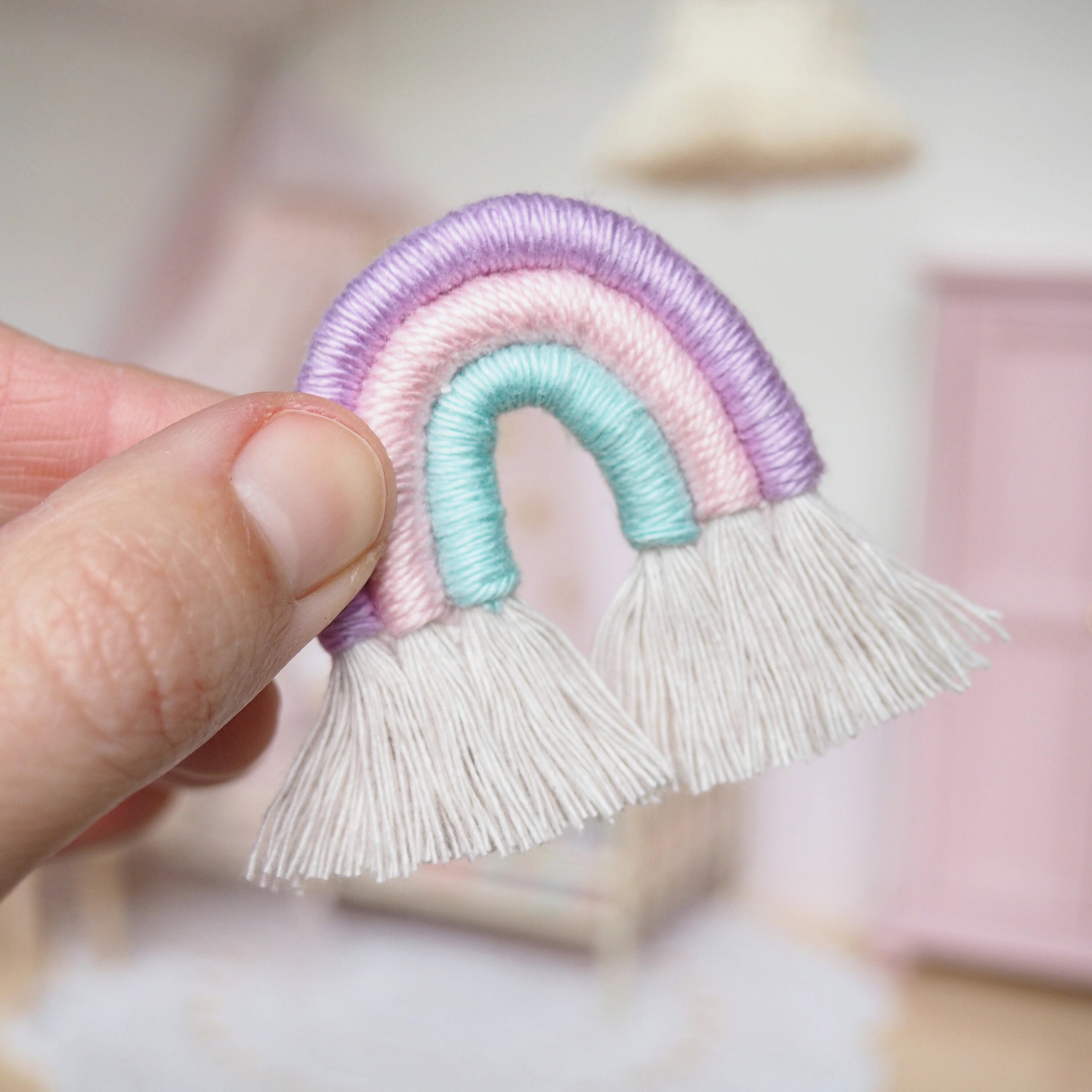 Modern Miniature Dollhouse Macrame Rainbow Wall Hanging Etsy