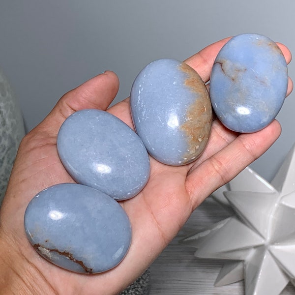 Small Angelite Palm Stone, Angelite Soap Stone, Angel Crystal, Angelic Crystal, Palm Stone, Natural Stone