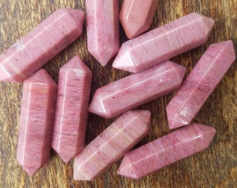 1.25" DT Rhodochrosite Hexagonal Point, Double Terminated, Wand, Scepter, Small, Pocket, Crystal Grid, Jewelry Supply, Wire Wrap Stone