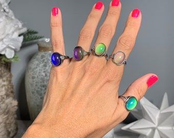 Mood Ring Sterling Silver Mood Ring Color Changing Rings - Etsy