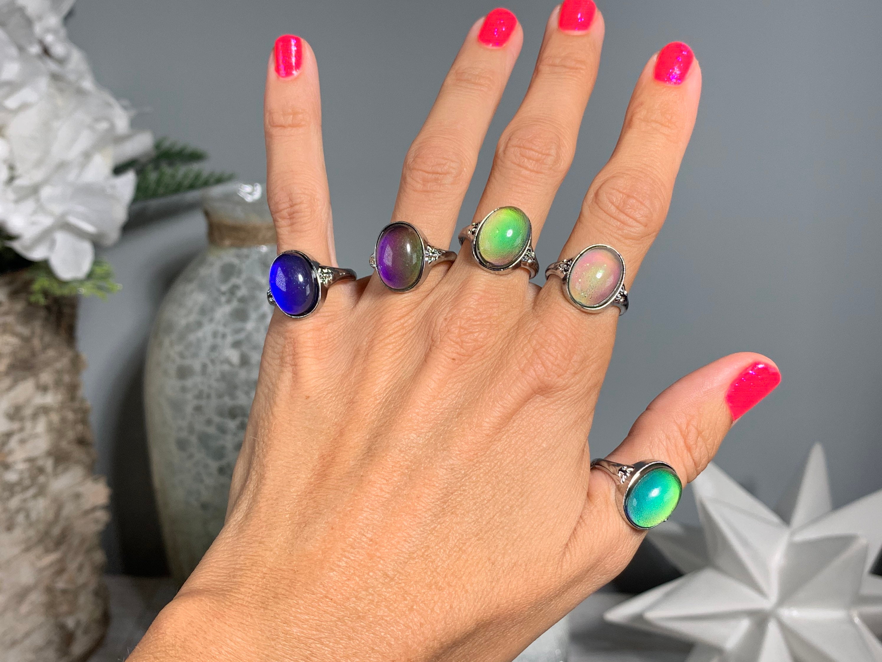 15 Pieces Mood Rings for Kids Adjustable Mixed Color Changing Mood