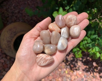 Small Mix Moonstone, Pink, Peach, Brown, Black, Cream Colors, Tumbled Moonstone with Schiller or Flash