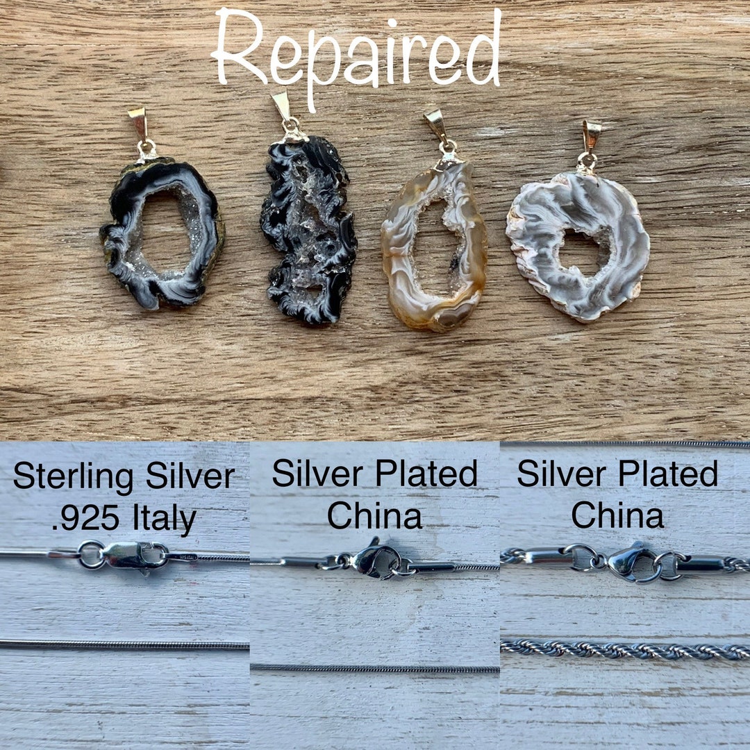 Pendentif Collier BUTW En Argent Avec Tranche D'Agate Occo - Modèle Électroform Druzy 9611K