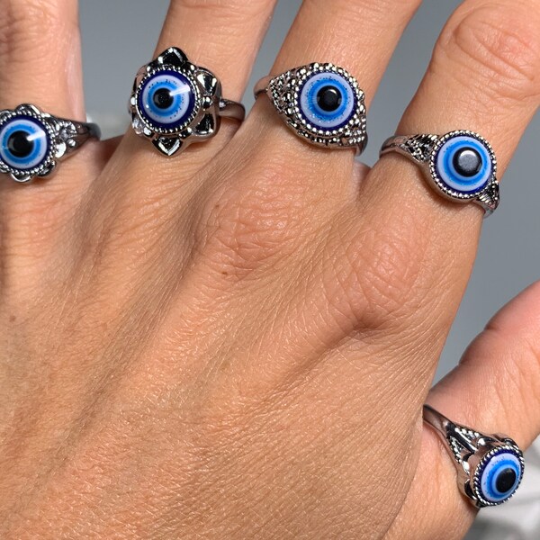 Silver Evil Eye Ring, All Seeing Eye Ring, Protection Ring, Evil Eye Jewelry