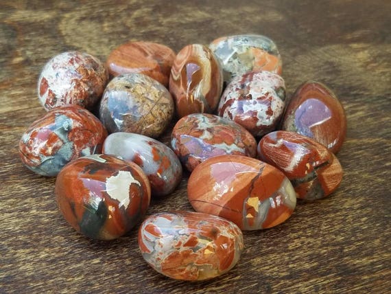 Red Silver Leaf Jasper Tumbled Red Jasper Blend Of Etsy