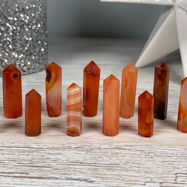 Mini Carnelian Tower, Tiny Carnelian Point, Chalcedony Variety, Red Chalcedony, Orange Chalcedony