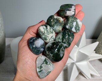 XL Moss Agate, Tumbled Moss Agate, Moss Agate Crystal