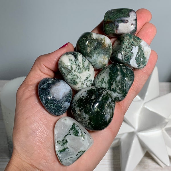 XL Moss Agate, Tumbled Moss Agate, Moss Agate Crystal