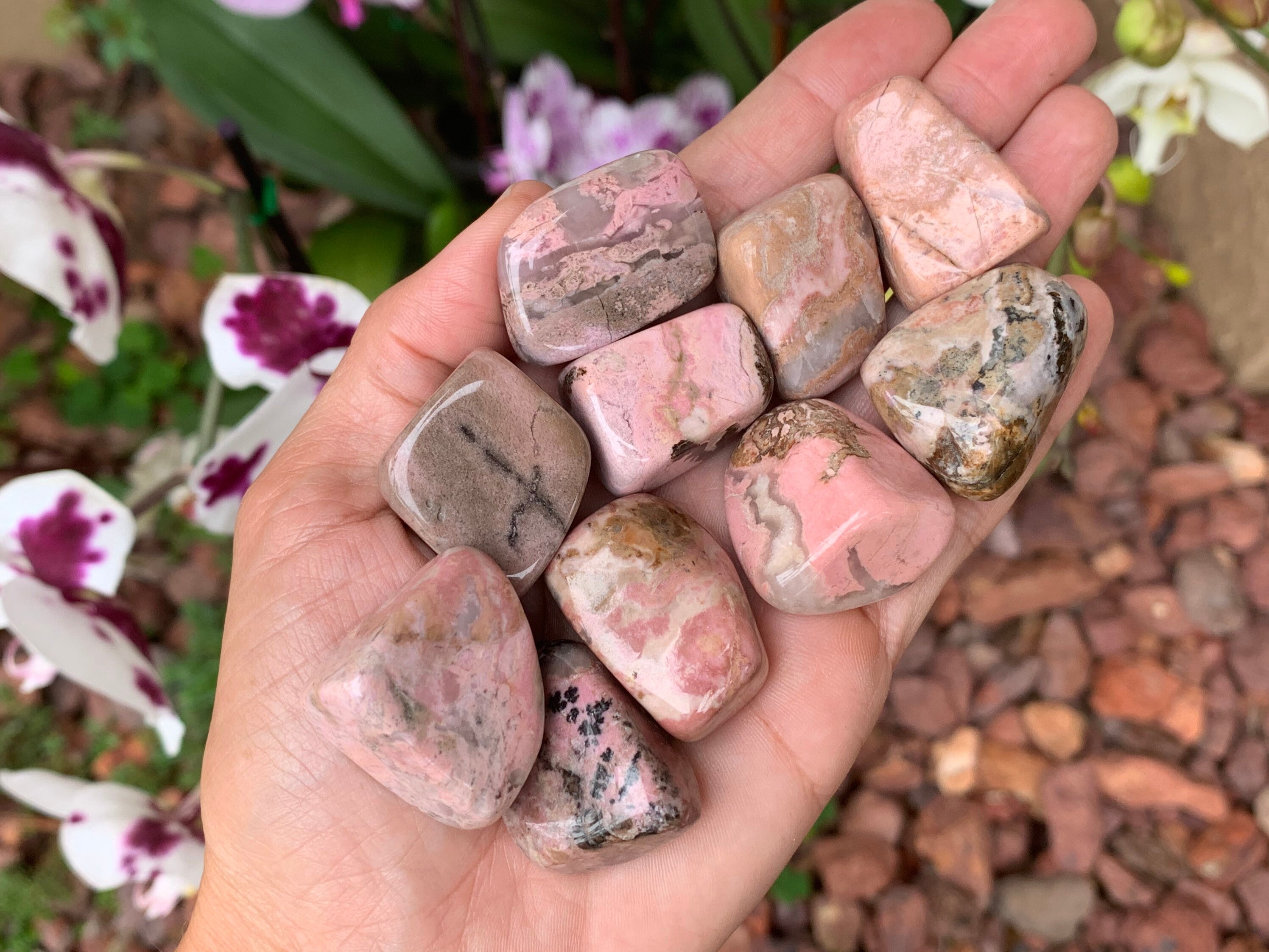 Large Rhodonite, Tumbled Rhodonite, Pink and Black Rhodonite