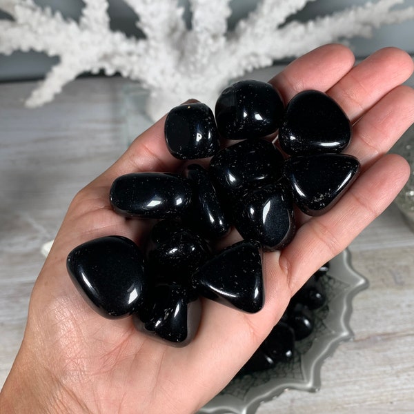 Medium Black Obsidian, Tumbled Black Obsidian, Volcanic Glass