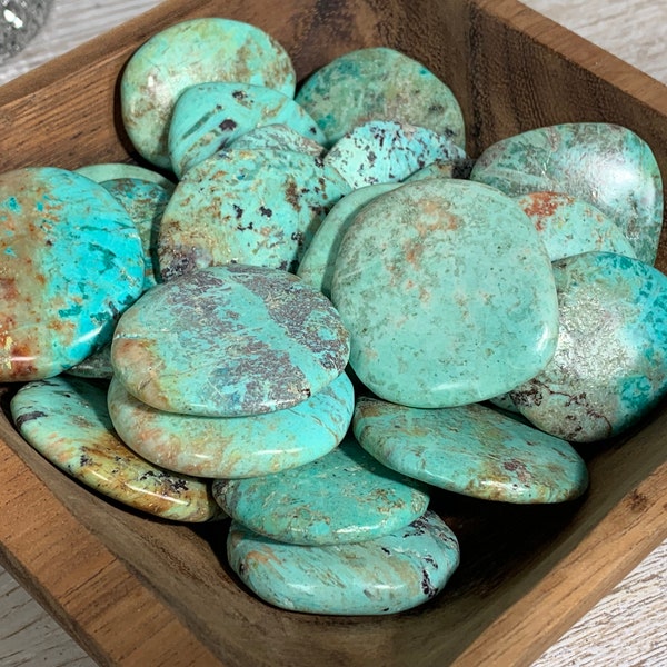 Flat Peruvian Turquoise, Natural Turquoise, Some with Chrysocolla, *Some Naturally FLAWED