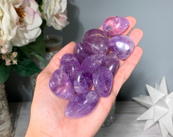 Grade A/B Amethyst, Tumbled Amethyst, Contains Minor Inclusions