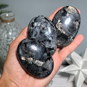 Larvikite Palm Stone, Larvikite Soapstone, Polished Larvikite, Larvikite with Flash, Large Larvikite