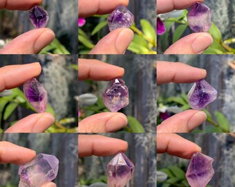 Clearance 2-10g Sirius Amethyst, Amethyst Phantoms in Quartz with Pink Hematite (May Be Pseudomorph after Goethite) Inclusions