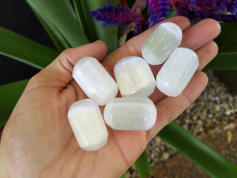 Selenite Tumbled Selenite Cat Eye Polished Natural Stone Etsy