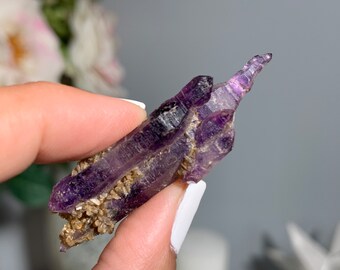 2.1" 52 mm Double Terminated Brandberg Amethyst Point, Natural Amethyst Point, Brandberg Amethyst Crystal #7